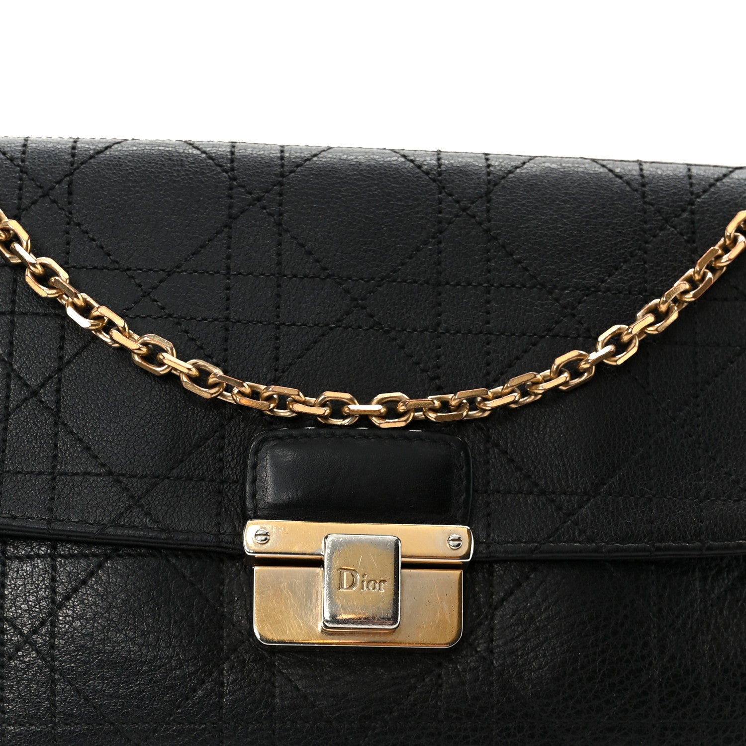 Christian Dior Grained Calfskin Cannage Diorling Wallet On Chain Black 8 of 10