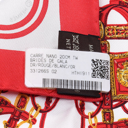 Hermes Silk Brides de Gala Nano Scarf 20 Rouge White Or 4 of 4