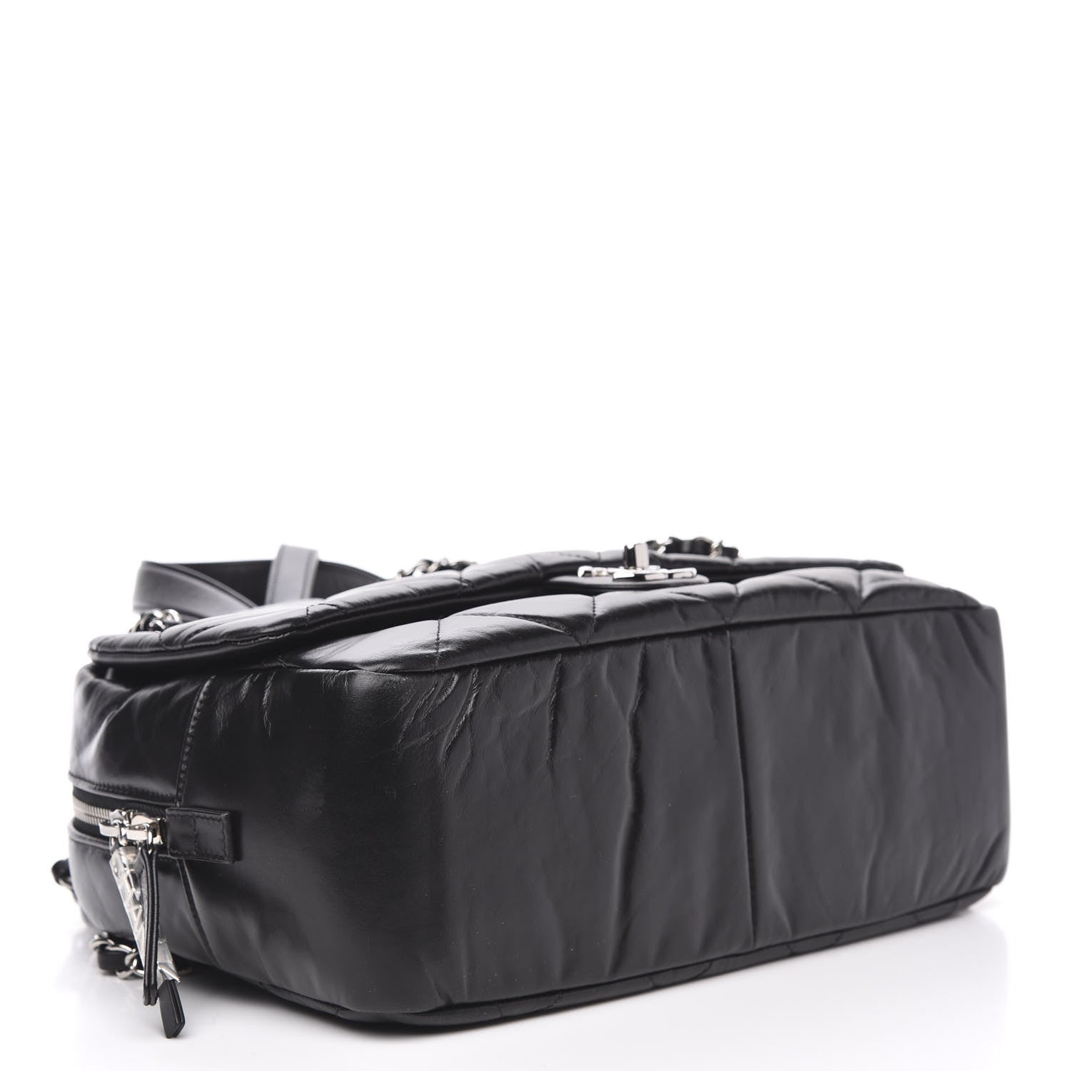 Chanel Aged Calfskin Quilted Small Express Bowling Bag Black 4 of 9
