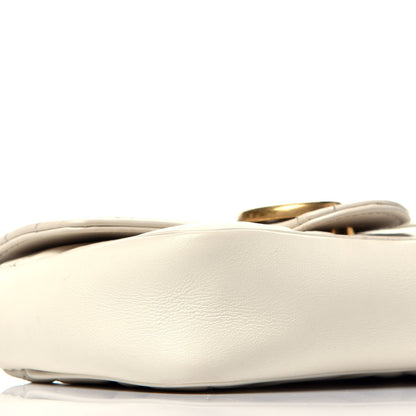 Gucci Calfskin Matelasse Super Mini GG Marmont Shoulder Bag White 8 of 9