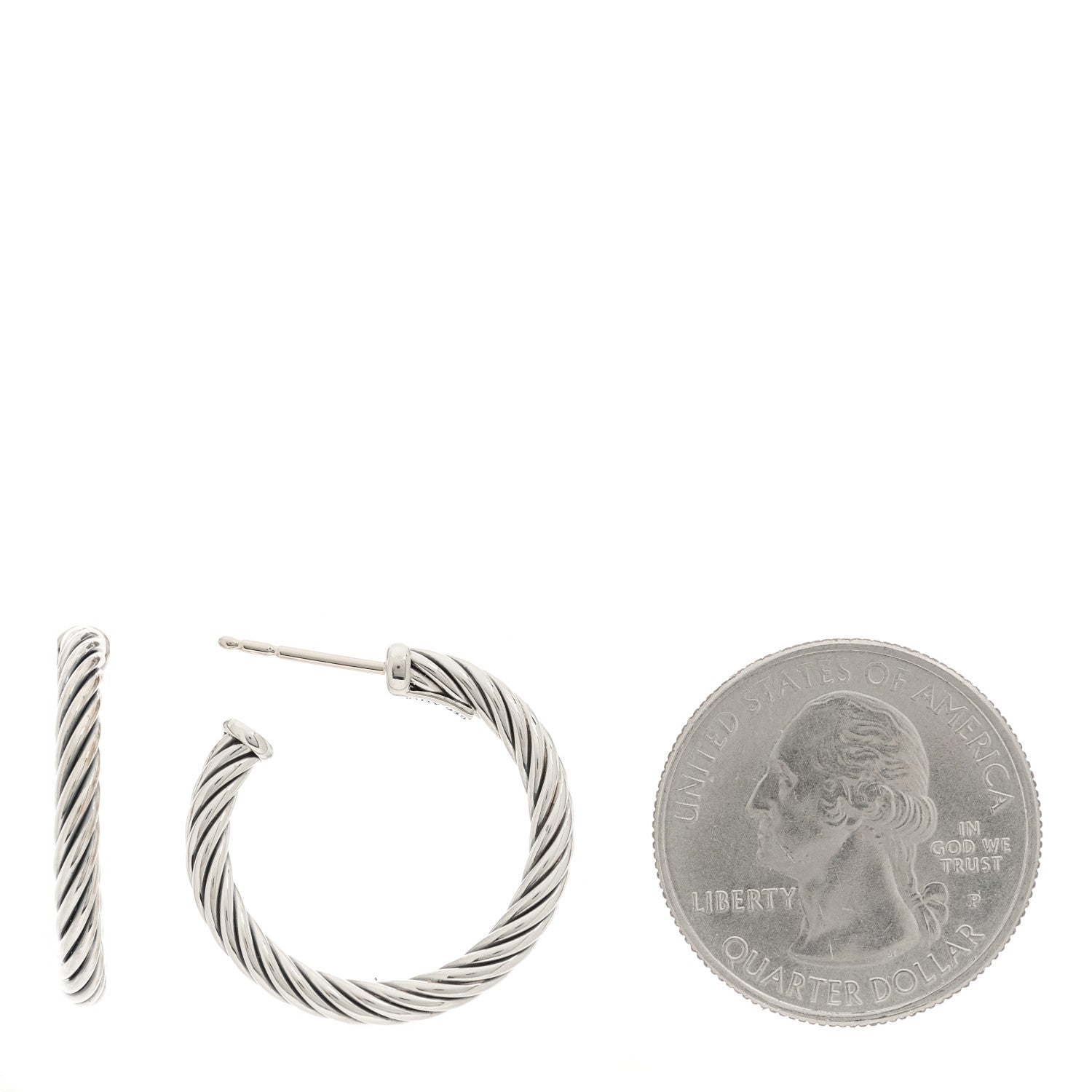 David Yurman Sterling Silver Small Cable Classics Hoop Earrings 2 of 4