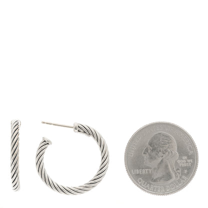 David Yurman Sterling Silver Small Cable Classics Hoop Earrings 2 of 4