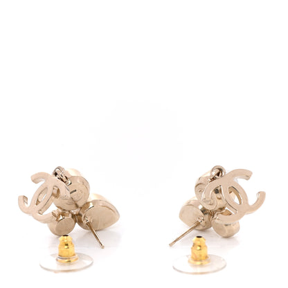 Chanel Pearl Crystal CC Drop Earrings Gold 3 of 4