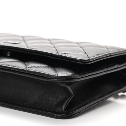 Chanel Lambskin Quilted Wallet On Chain WOC So Black 11 of 11