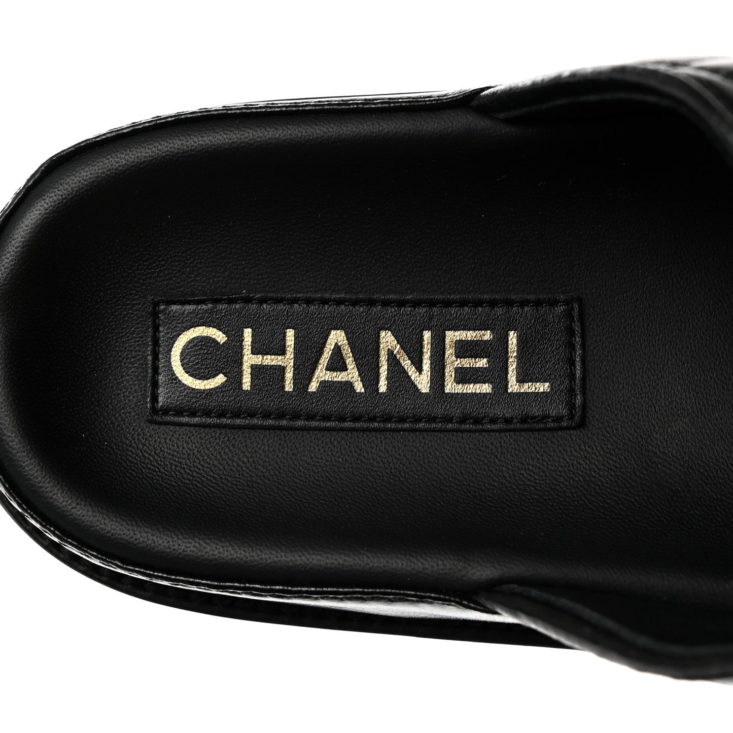 Lambskin Quilted Velcro Dad Chain CC Slide Sandals 40 Black