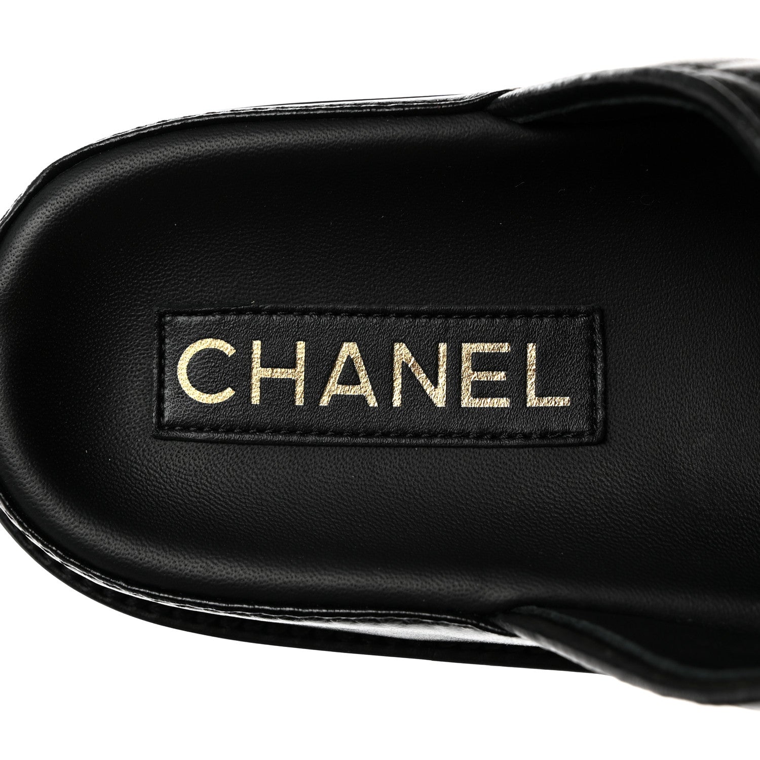 Chanel Lambskin Quilted Velcro Dad Chain CC Slide Sandals 40 Black 6 of 9