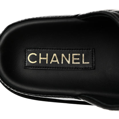 Chanel Lambskin Quilted Velcro Dad Chain CC Slide Sandals 40 Black 6 of 9