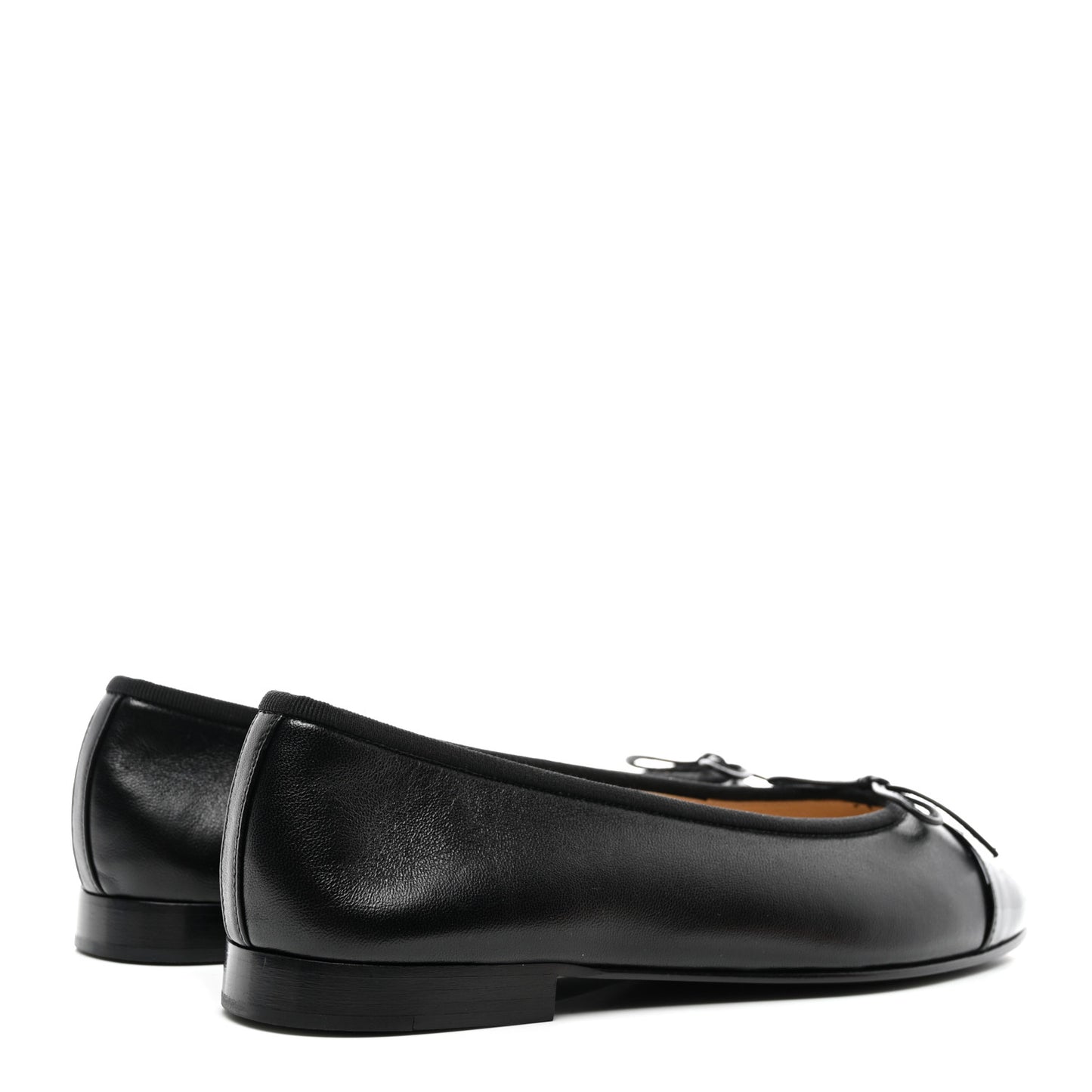 Lambskin Patent Cap Toe Ballerina Flats 37.5 Black
