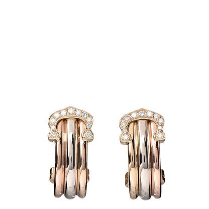 Cartier 18K Yellow White Pink Gold Diamond C De Clip-On Earrings 1 of 4