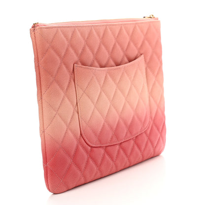Chanel Caviar Quilted Ombre Medium Cosmetic Case Coral 3 of 7