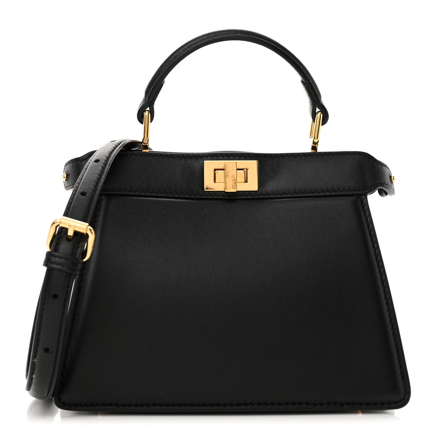 Fendi Shiny Nappa Petite Peekaboo I SEE U Satchel Black 1 of 16