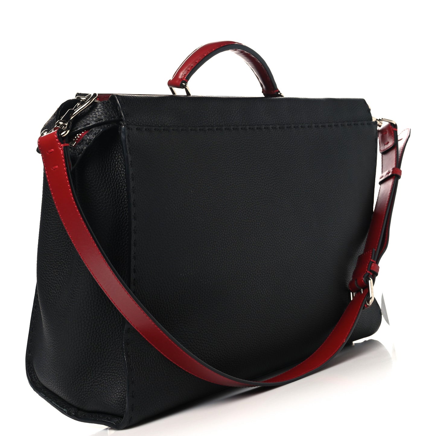 Cuoio Romano Selleria Vitello Zeus Large Mens Peekaboo Iconic Essential Satchel Black Rosso