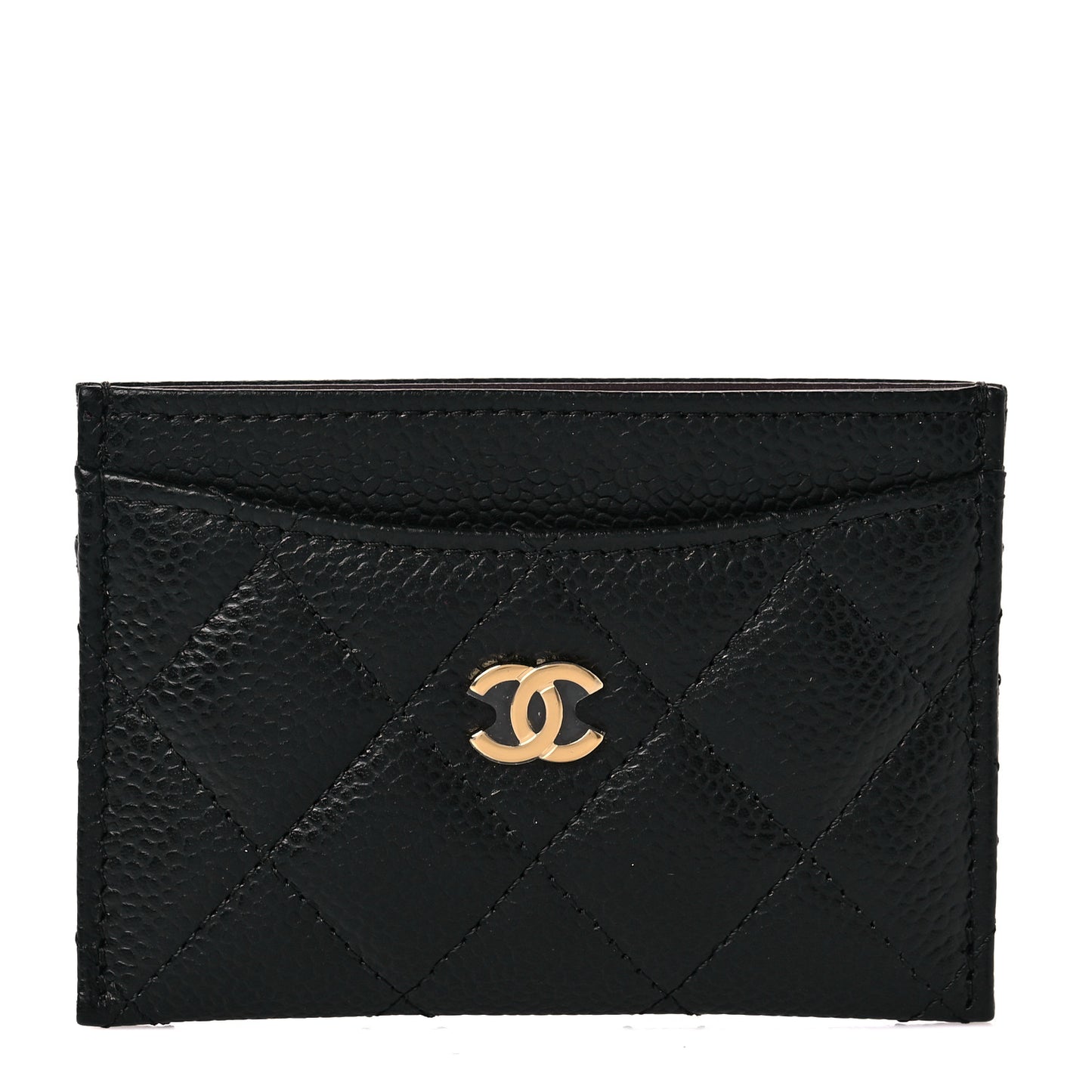 Caviar Quilted Card Holder Black