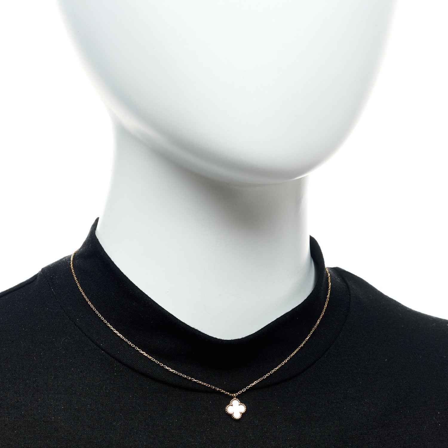 Van Cleef & Arpels 18K Yellow Gold Mother of Pearl Sweet Alhambra Pendant Necklace 2 of 6