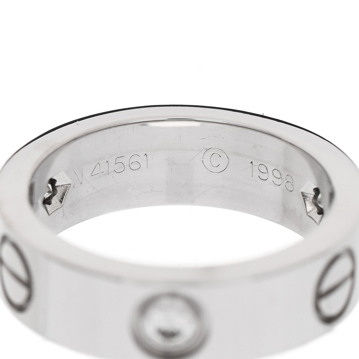 18K White Gold 3 Diamond 5.5mm LOVE Ring 49 5