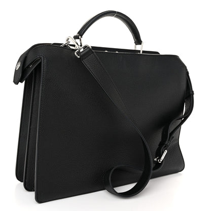 Fendi Cuoio Romano Vitello Cover Glazed Fabric Bi-Color FF 1974 Medium Peekaboo I SEE U Satchel Black Mimosa Tobacco Moro 3 of 10