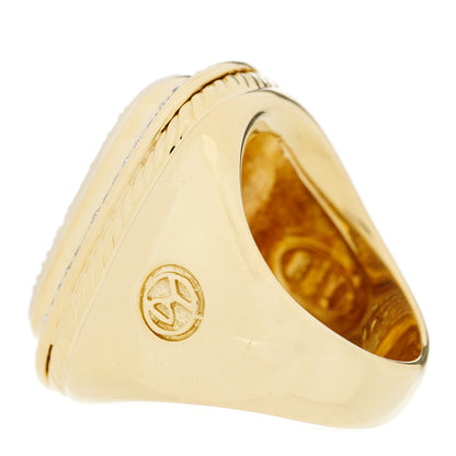 David Yurman 18K Yellow Gold Diamond Elongated Pave Albion Ring 54 7 4 of 5