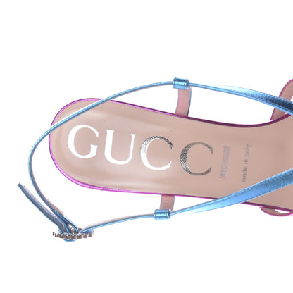 Gucci Metallic Nappa Crystal Zephyra Slingback Platform High Heel Sandals 40.5 Fuchsia Dark Turquoise 8 of 10