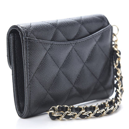 Chanel Caviar Quilted Flap Card Holder Chain Wristlet Black 3 of 9