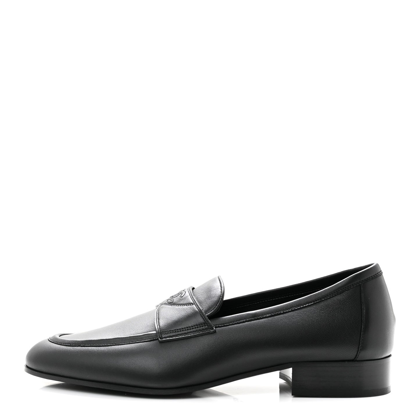 Lambskin Mens Stitched CC Loafers 42 Black