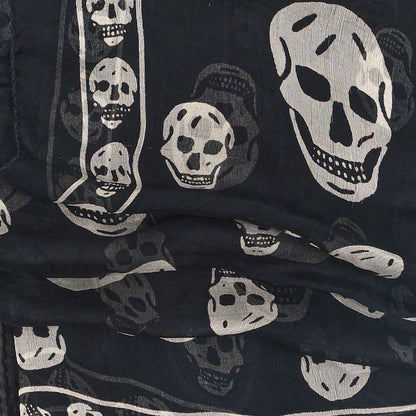 Alexander McQueen Silk Chiffon Skull Scarf Black Ivory 4 of 4