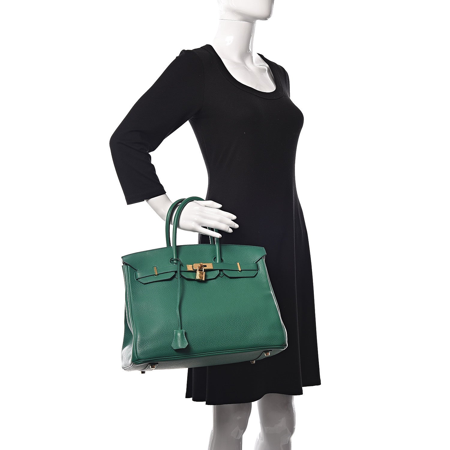 Hermes Taurillon Clemence Birkin 35 Vert Vertigo 2 of 35