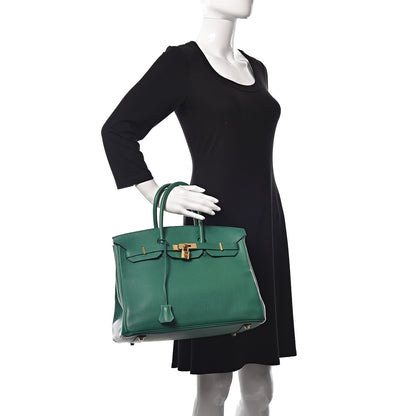 Hermes Taurillon Clemence Birkin 35 Vert Vertigo 2 of 35