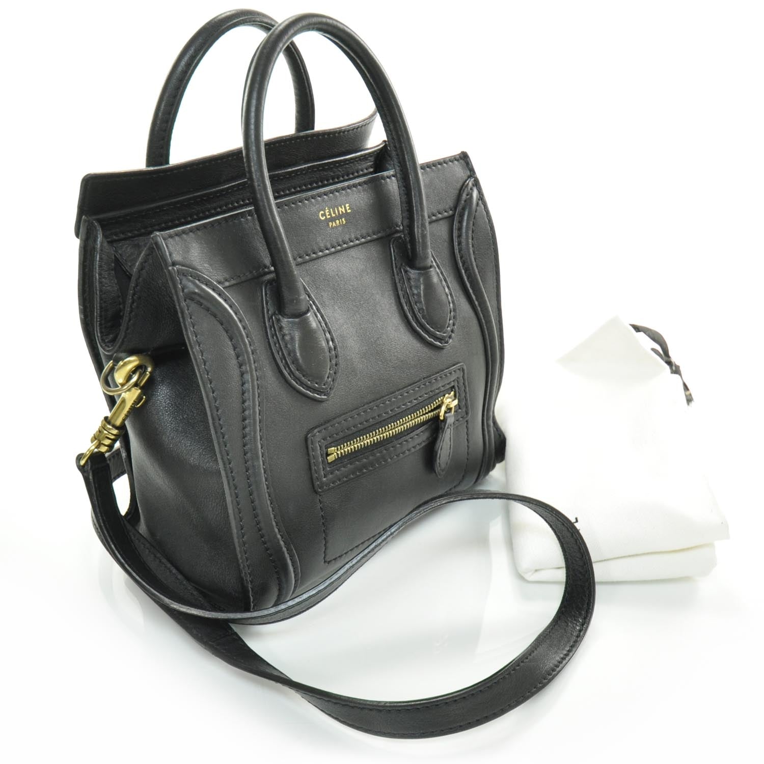 Celine Smooth Calfskin Nano Luggage Black 3 of 8