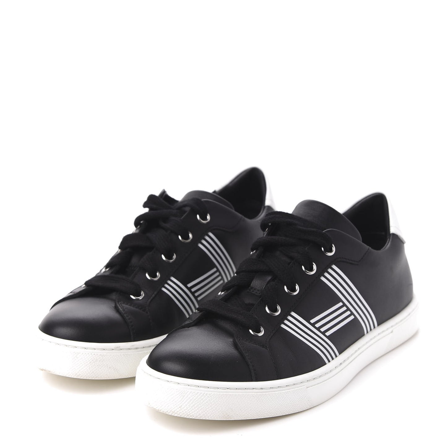 Calfskin Womens Advantage Sneakers 36 Black White