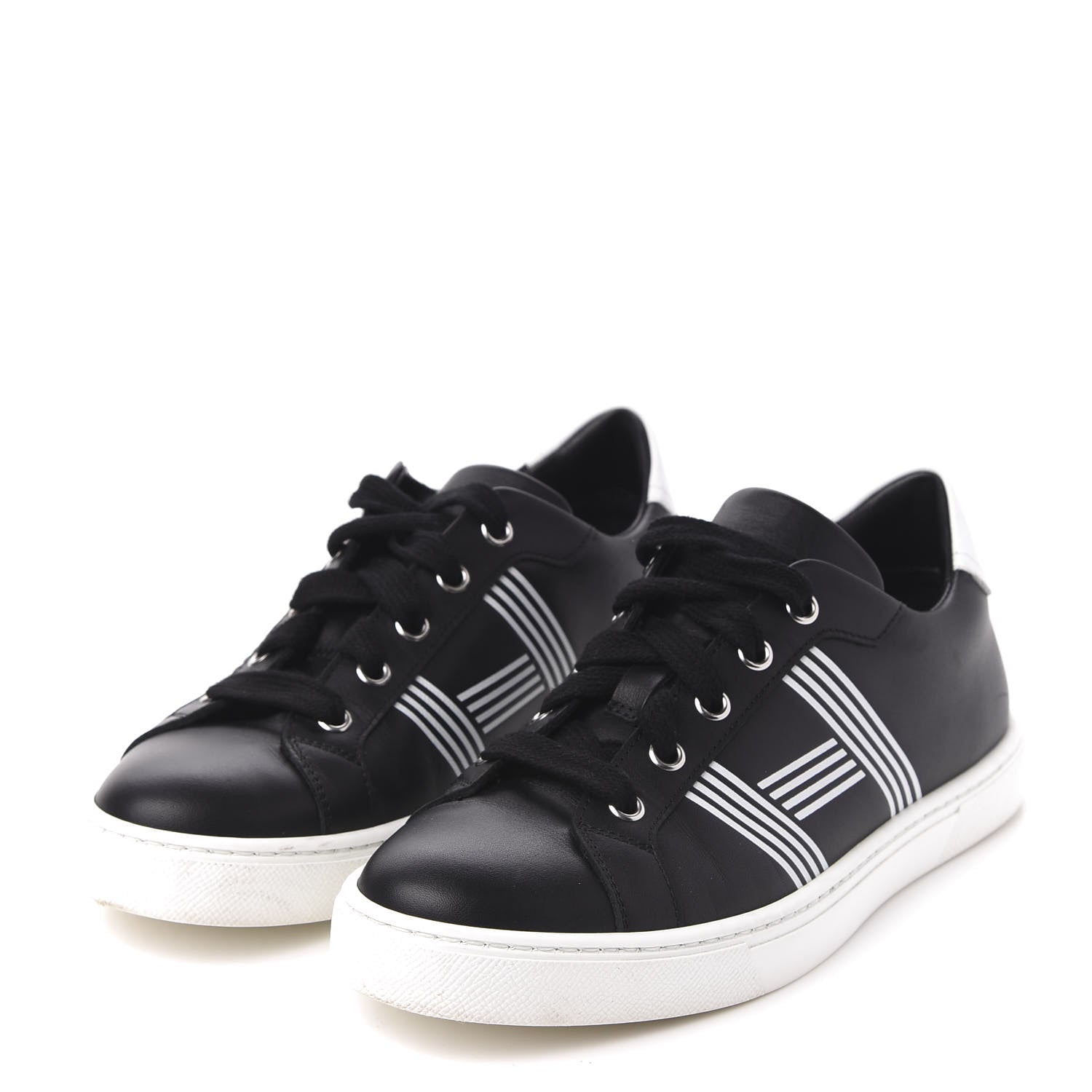 Hermes Calfskin Womens Advantage Sneakers 36 Black White 3 of 11