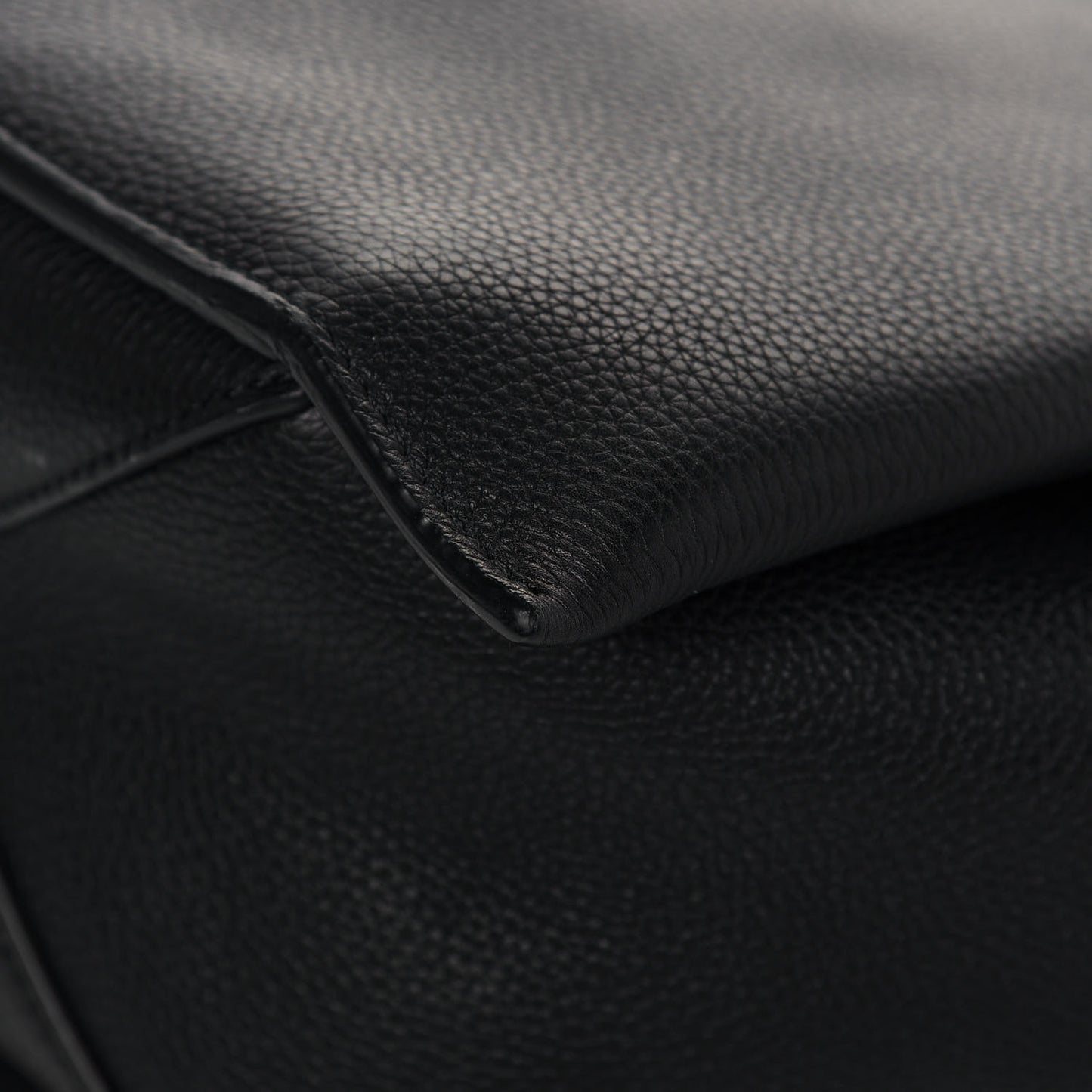 Baby Grained Calfskin Medium Tri-Fold Bag Black