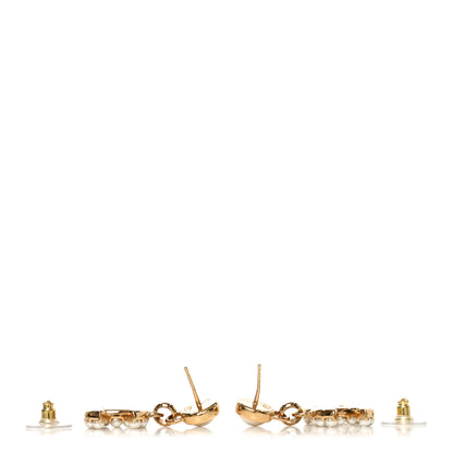 Chanel Metal Crystal Pearl CC Pendant Earrings Gold 3 of 4
