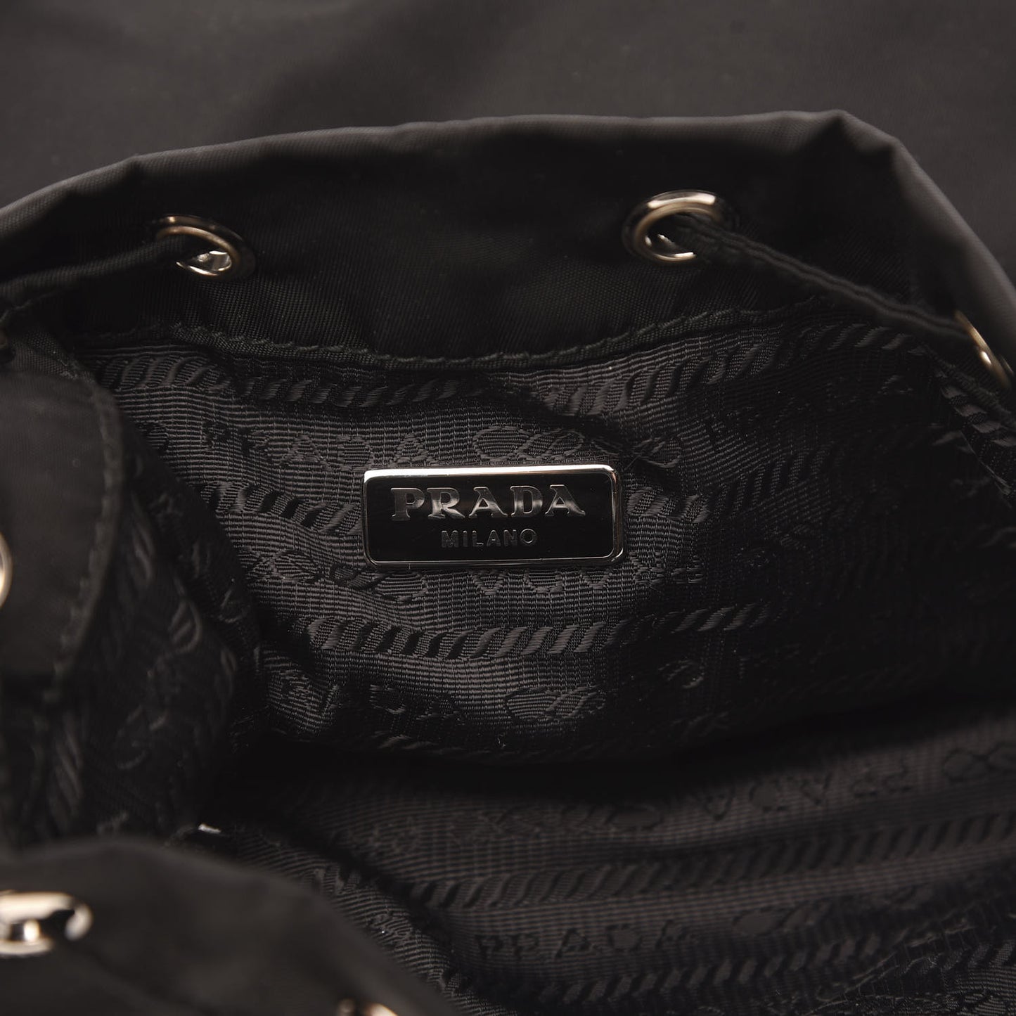 Tessuto Nylon Studded New Vela Mini Bucket Crossbody Bag Black