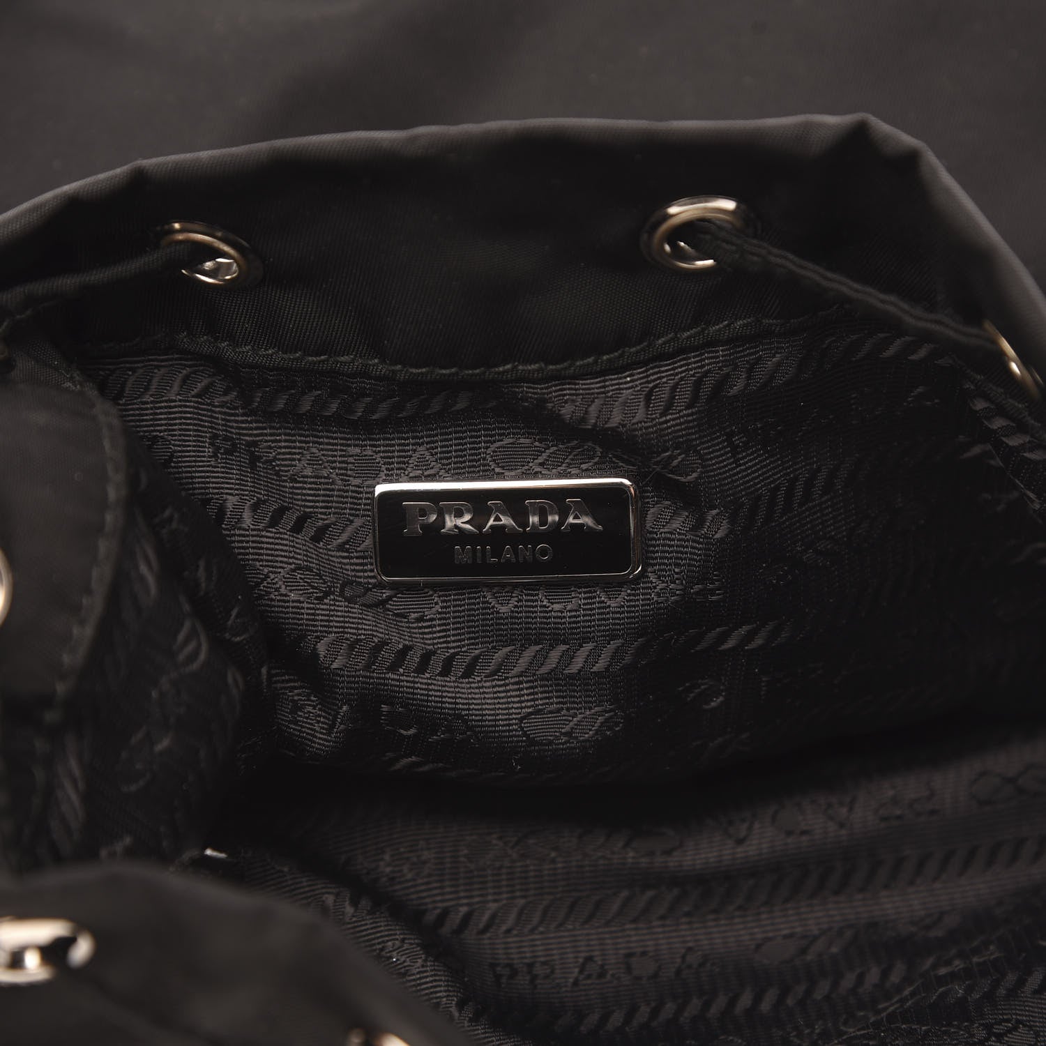 Prada Tessuto Nylon Studded New Vela Mini Bucket Crossbody Bag Black 6 of 9