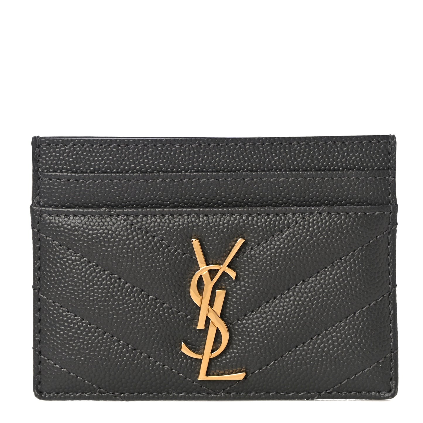 Grain De Poudre Matelasse Chevron Monogram Credit Card Case Storm