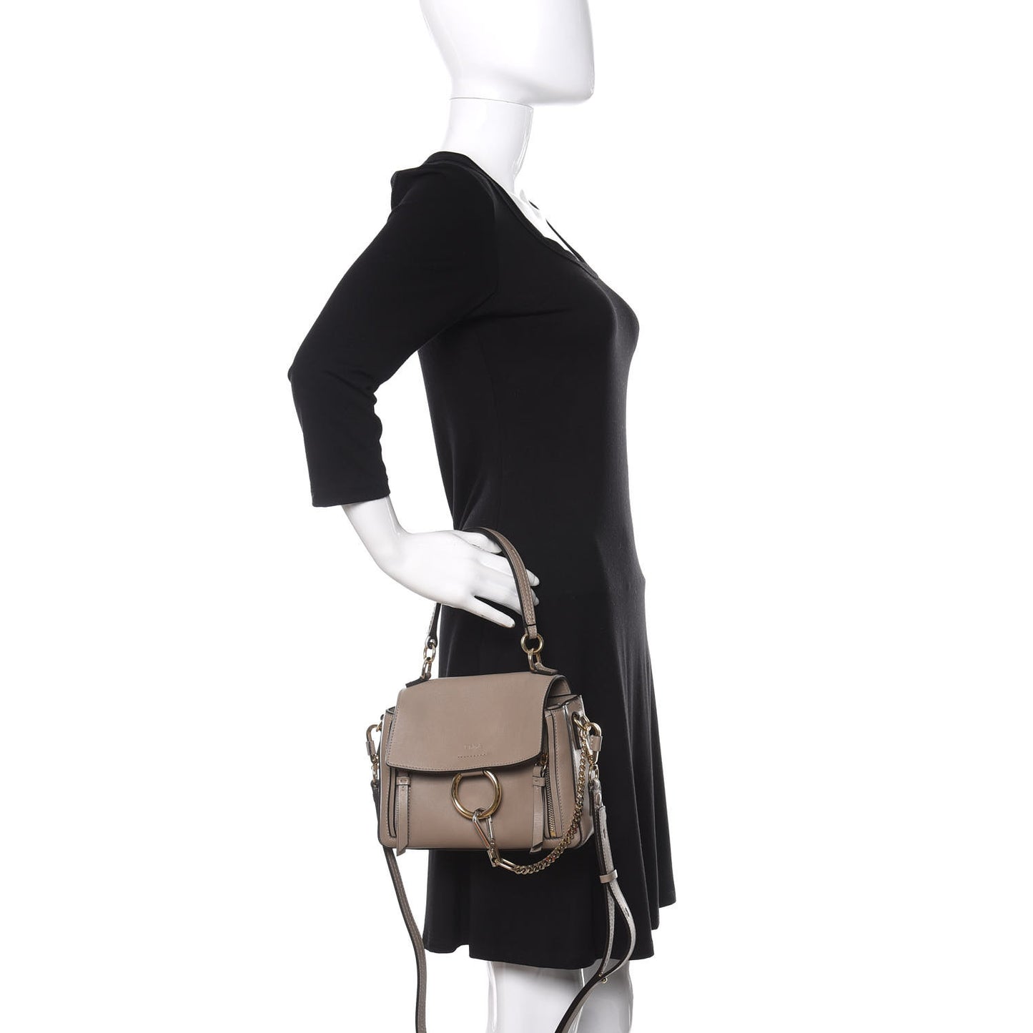 Calfskin Mini Faye Day Shoulder Bag Motty Grey