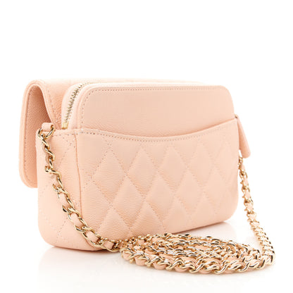 Chanel Caviar Quilted Flap Phone Holder With Chain Light Pink 3 of 13
