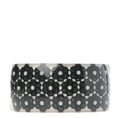 Chanel Resin Lace Pearl CC Cuff Bracelet Black 3 of 6
