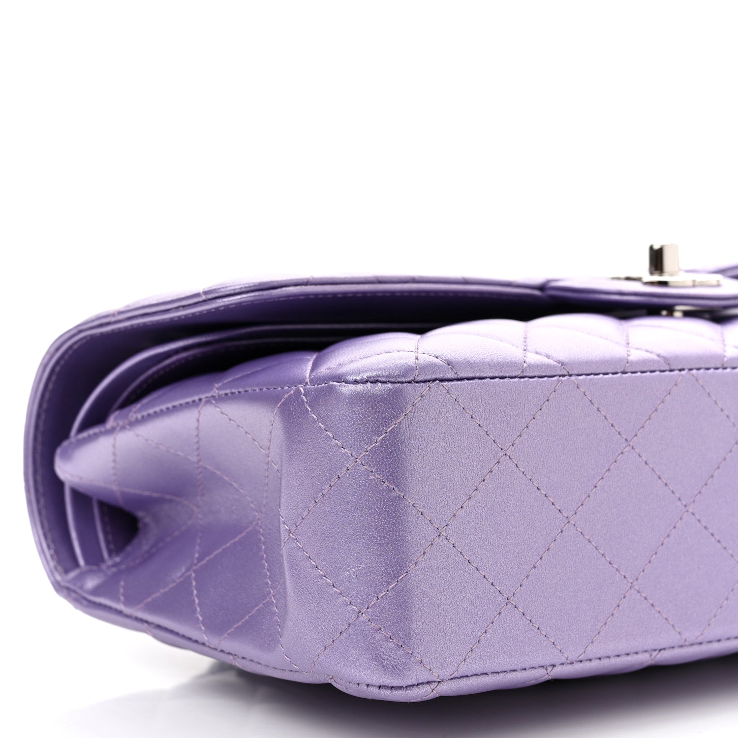 Chanel Metallic Lambskin Quilted Medium Double Flap Purple 7 of 8
