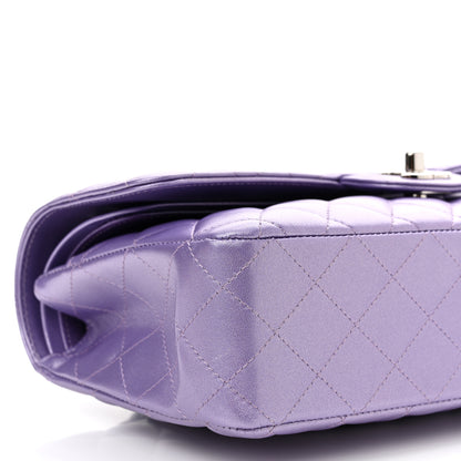 Chanel Metallic Lambskin Quilted Medium Double Flap Purple 7 of 8