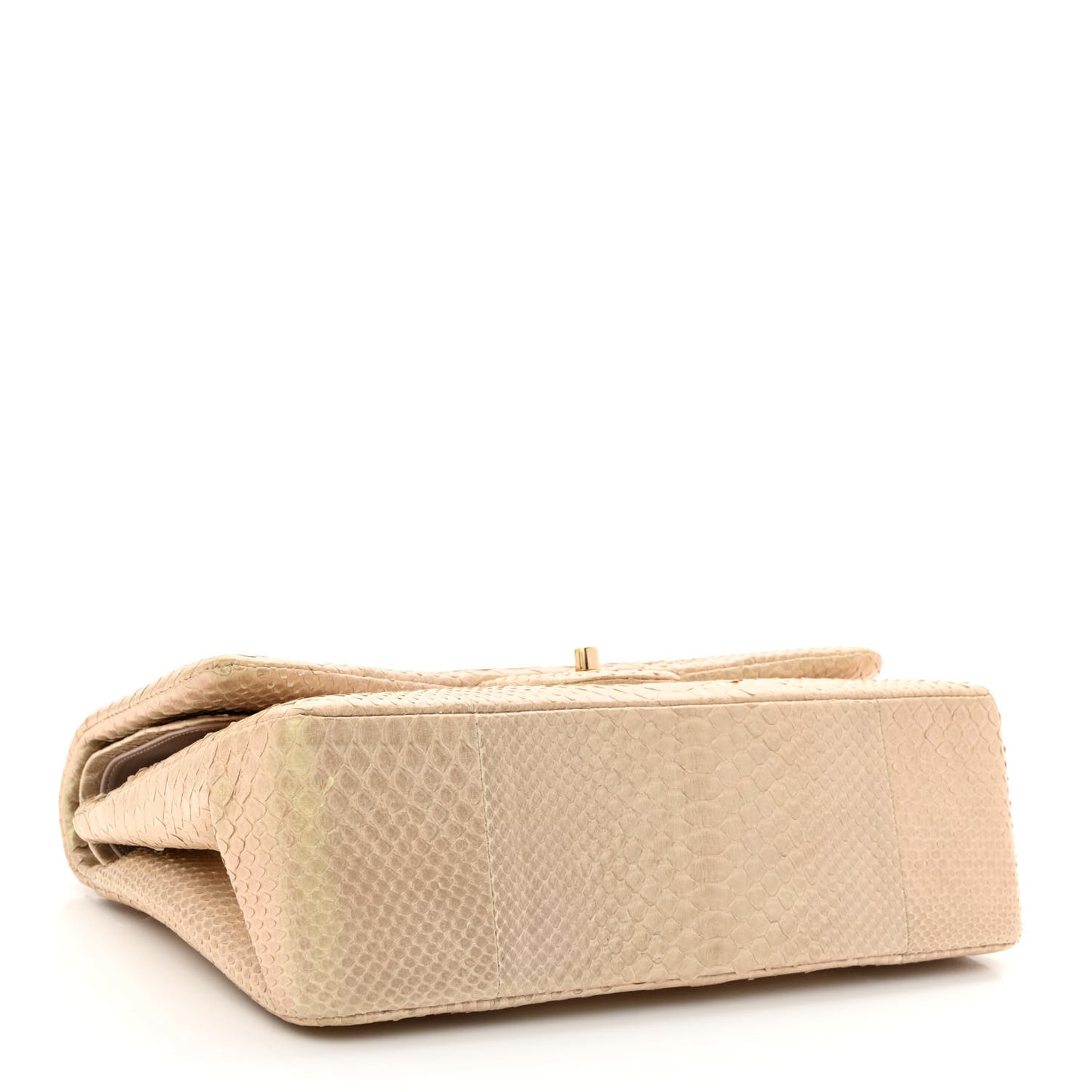 Metallic Snakeskin Jumbo Double Flap Gold