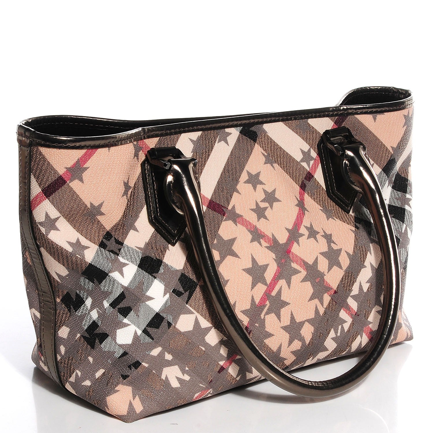 Burberry Supernova Check Stars Small Nickie Tote Nickel 3 of 11