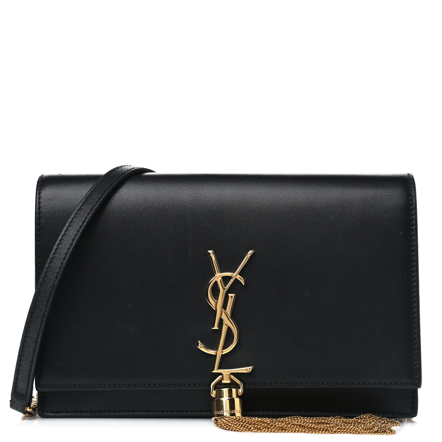Saint Laurent Smooth Calfskin Classic Monogram Kate Tassel Chain Wallet Black 1 of 8