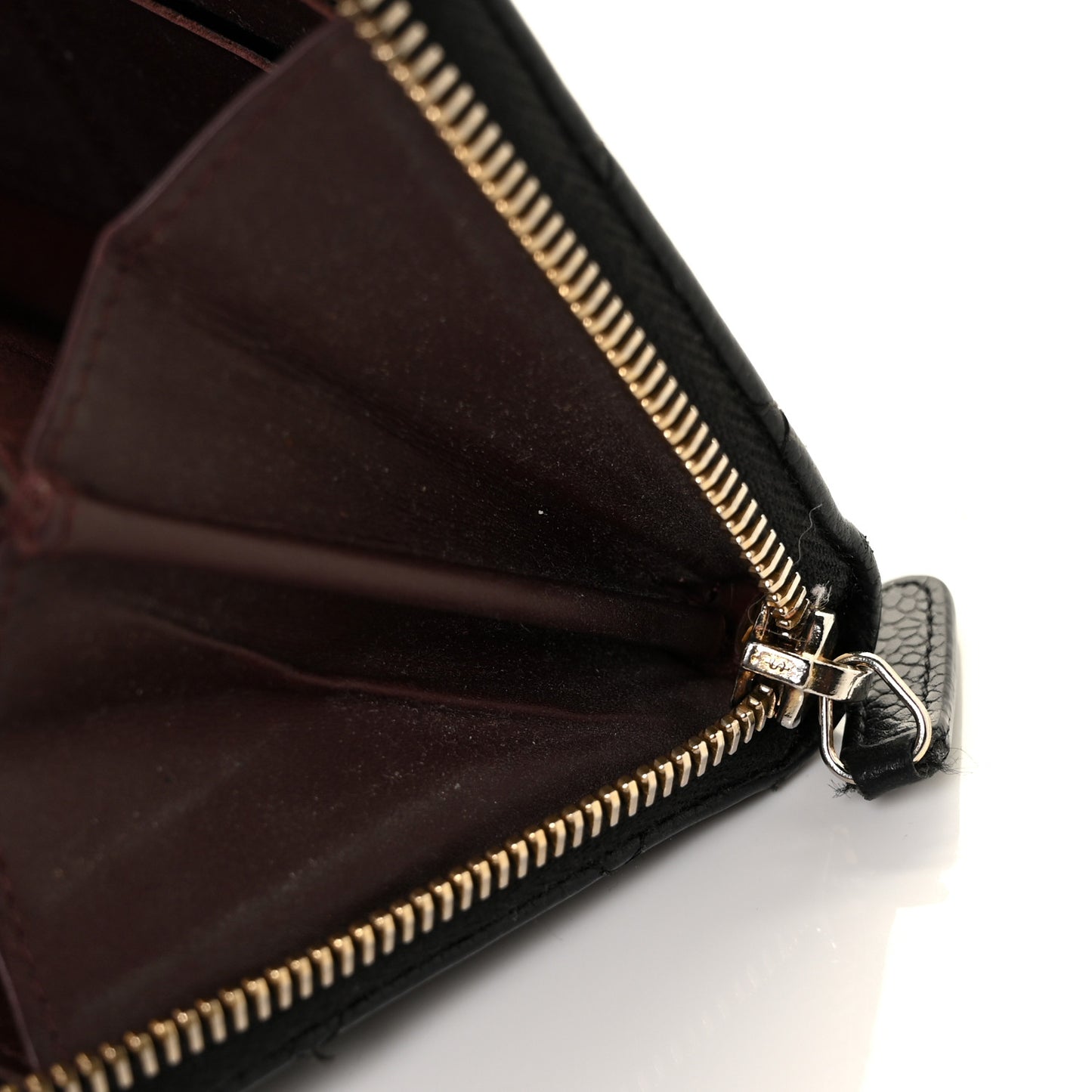 Caviar Quilted Large Gusset Zip Around Wallet Black