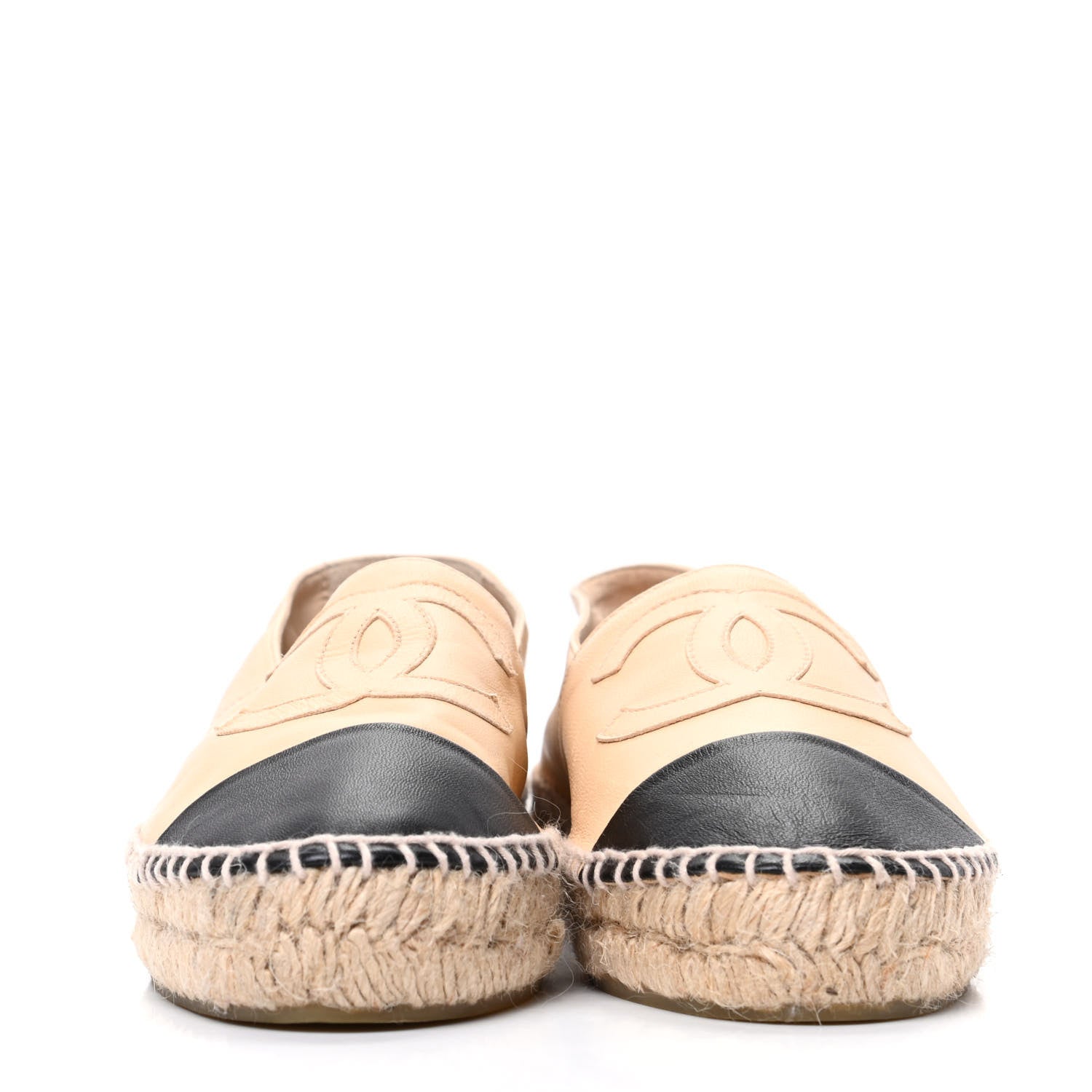 Chanel Lambskin CC Espadrilles 36 Beige Black 2 of 7
