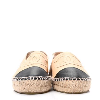 Chanel Lambskin CC Espadrilles 36 Beige Black 2 of 7