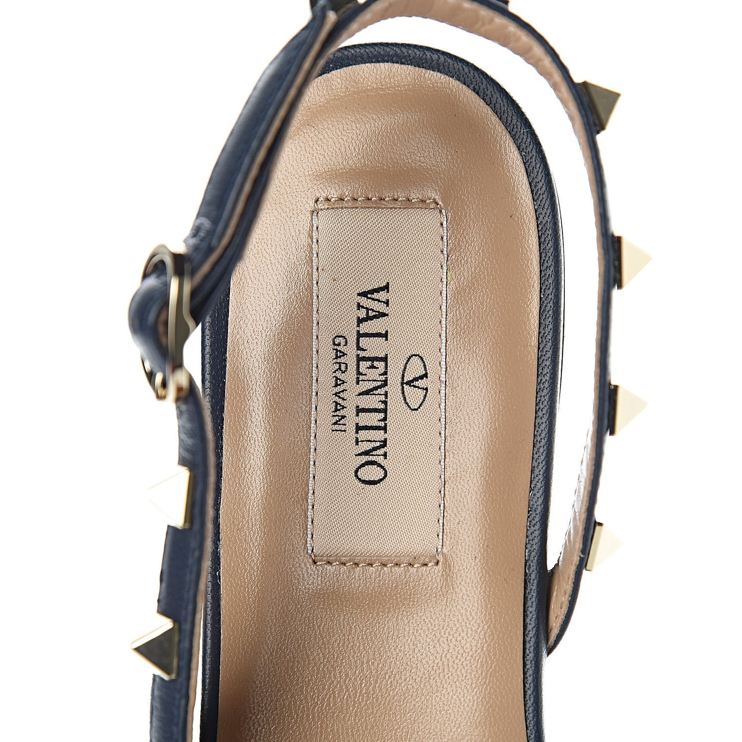 Suede Nappa Rockstud Slingback Flats 37 Marine