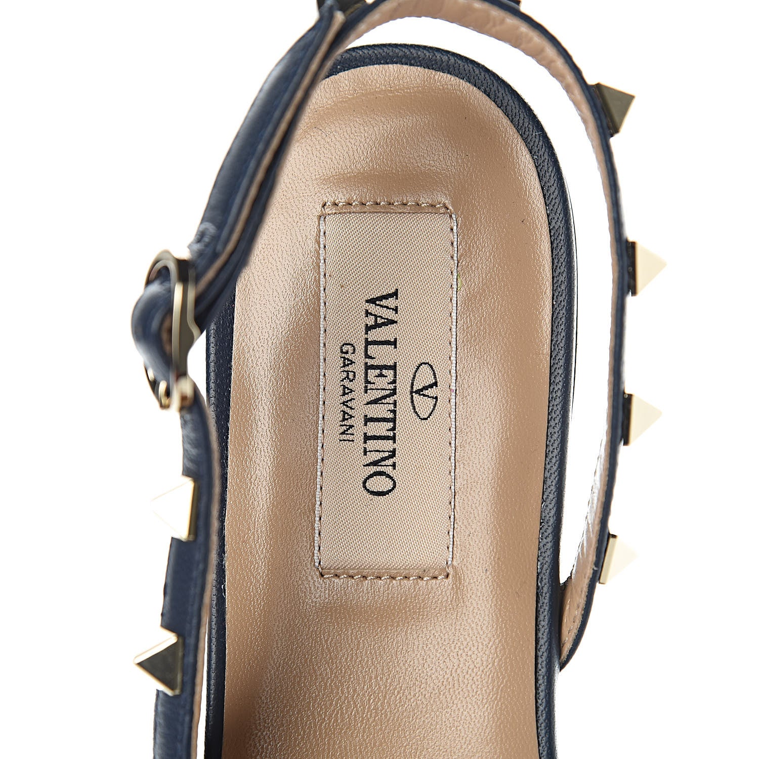 Valentino Garavani Suede Nappa Rockstud Slingback Flats 37 Marine 6 of 8