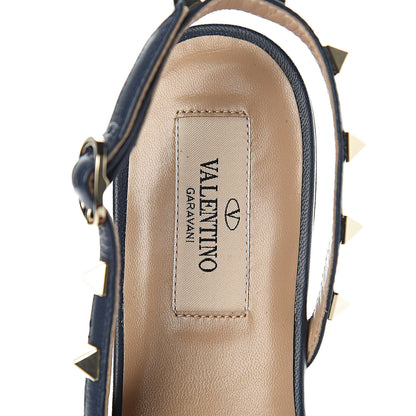 Valentino Garavani Suede Nappa Rockstud Slingback Flats 37 Marine 6 of 8