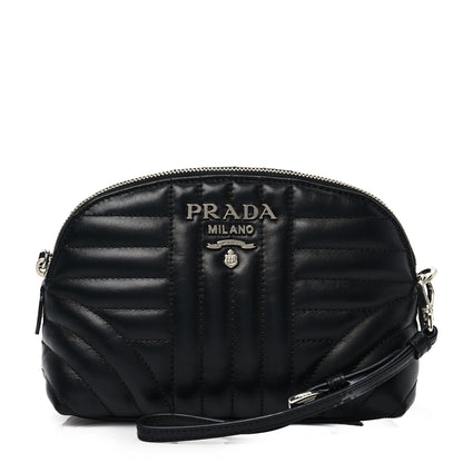 Prada Soft Calfskin Diagramme Wristlet Pouch Bag Black 1 of 7